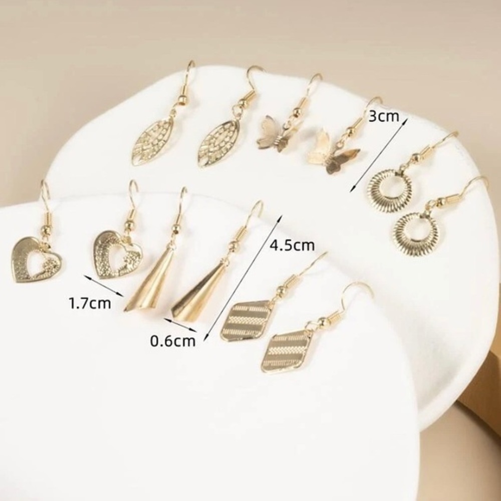 6 pairs Heart and Butterfly Drop Earrings - Picture 3 of 3